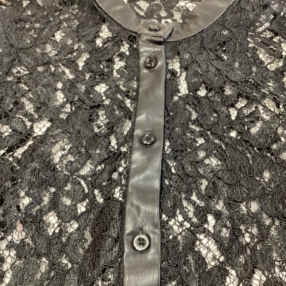 Zara Basic Lace Button Up Top Long Sleeves Size XS Black Whimsigoth Dark Fairy - Picture 6 of 9